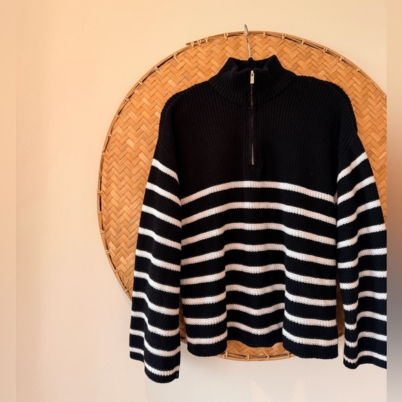 EDIKTED WOMEN BRETONS STRIPE QUARTER ZIP SWEATER NAUTICAL FISHERMANCORE PREPPY - Picture 6 of 16